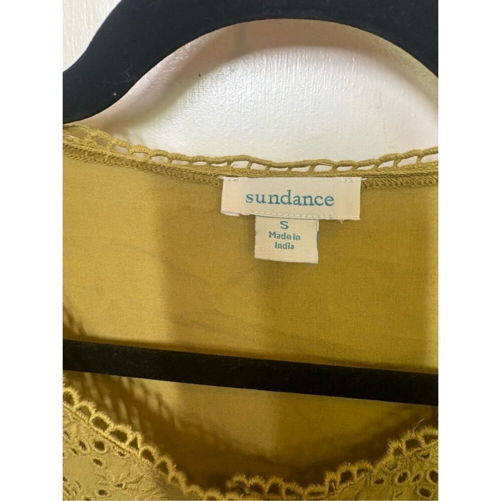 Sundance Boho Eyelet Green Button Front Blouse Si… - image 3